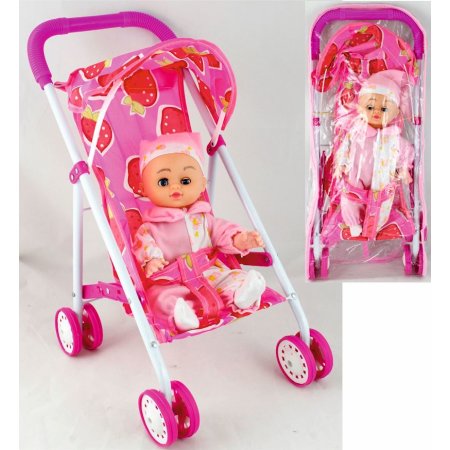 Puppenwagen 45cm mit Baby
