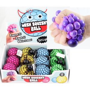 Quetschball im Netz 6cm zweifarbig, 4 Farben sort.